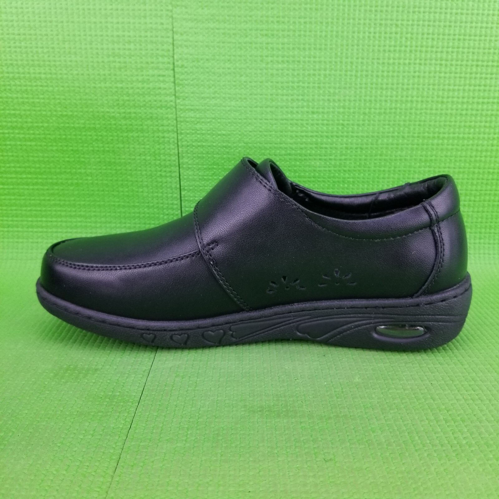 ✅PEDASVON Nursing Restaurant Comfort Shoes Womens 8.5 Black Leather Light Loafer