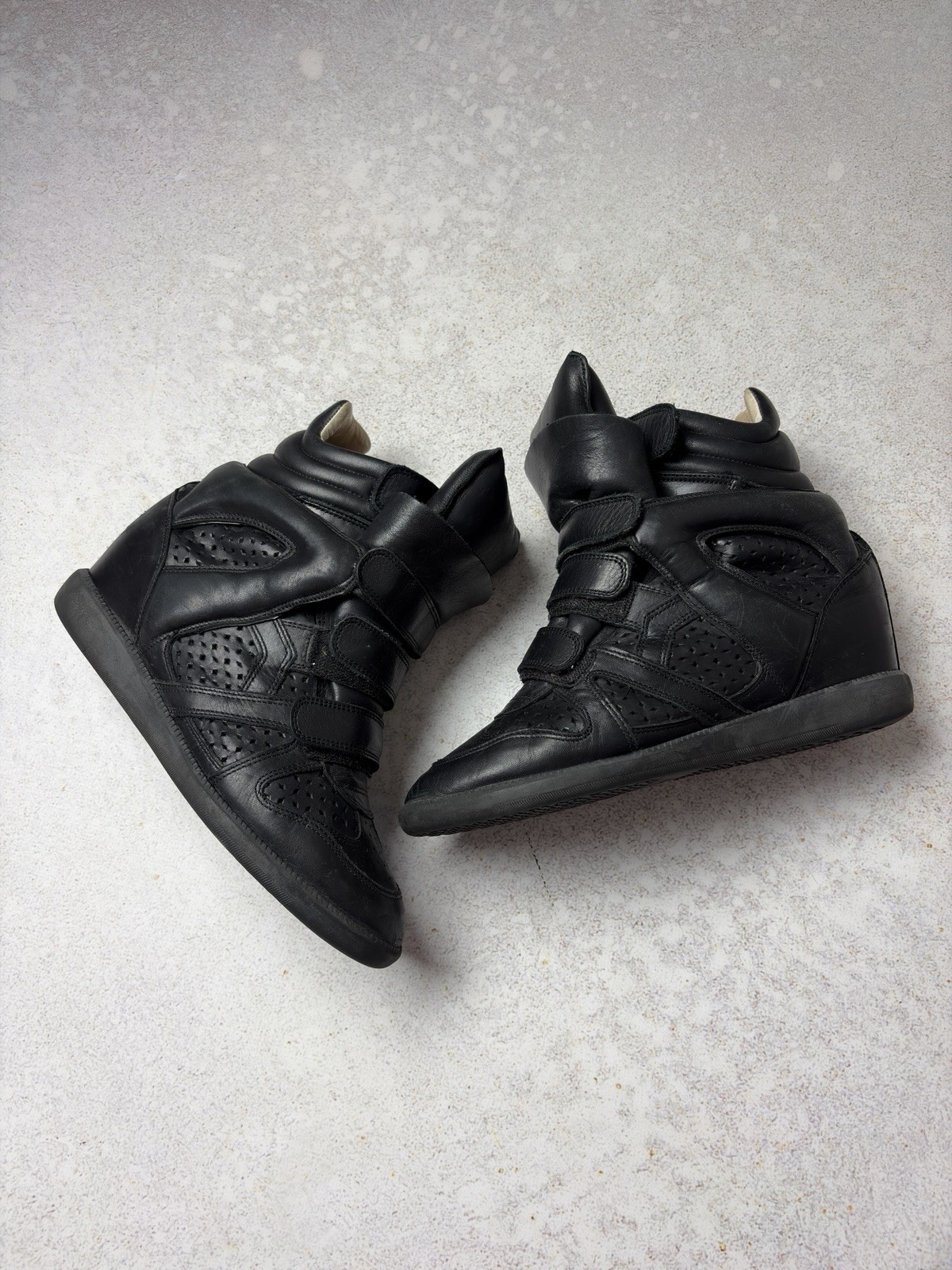 Isabel Marant Bekett High Top Leather Sneakers Black Size 10