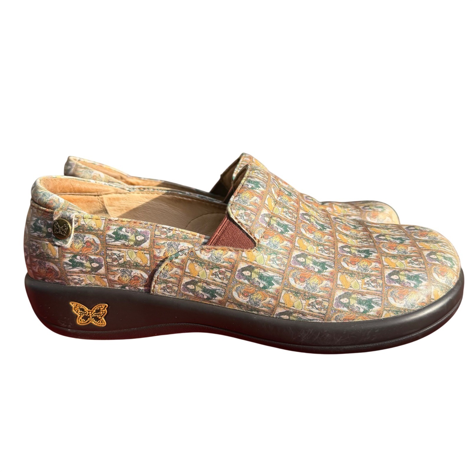 Alegria Keli Professional Leather Clogs Graphic Print Nursing Shoes KEL-7605 40