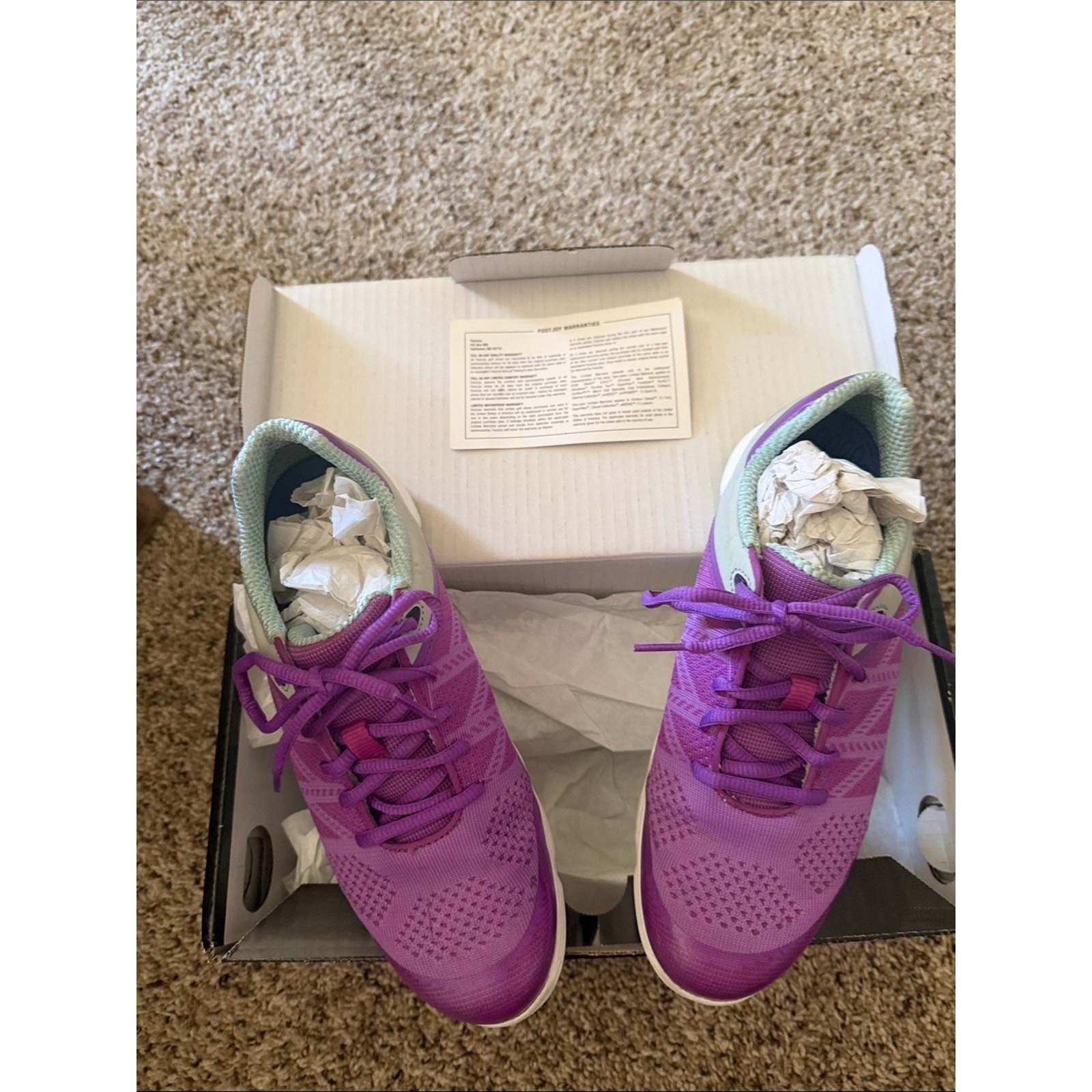 Women’s Golf Shoes Sz 8 FootJoy Purple. Used once. Comes with box super clean.