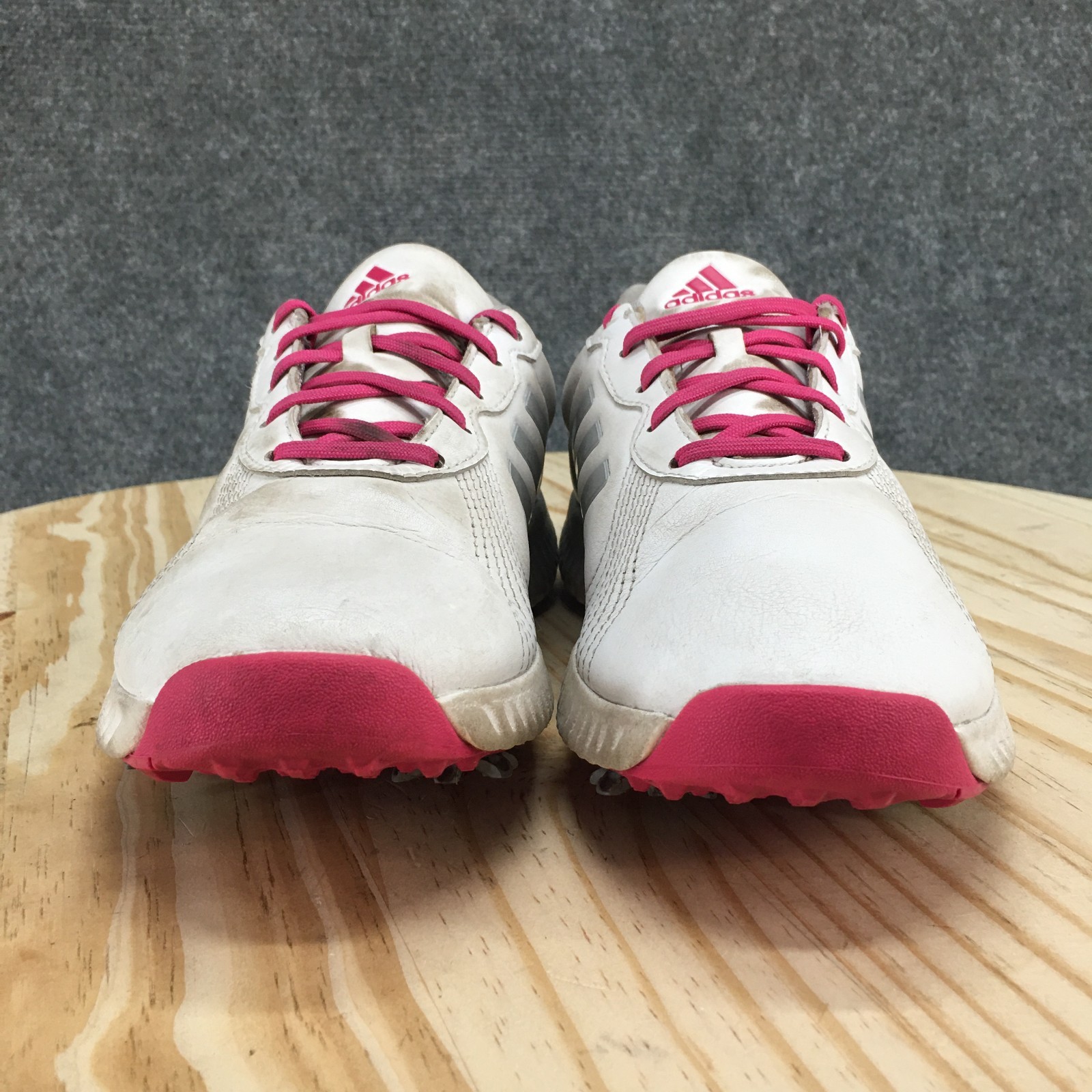 Adidas Shoes Womens 9.5 Bounce Golf Sneakers White Leather Lace Up Sports AC8283