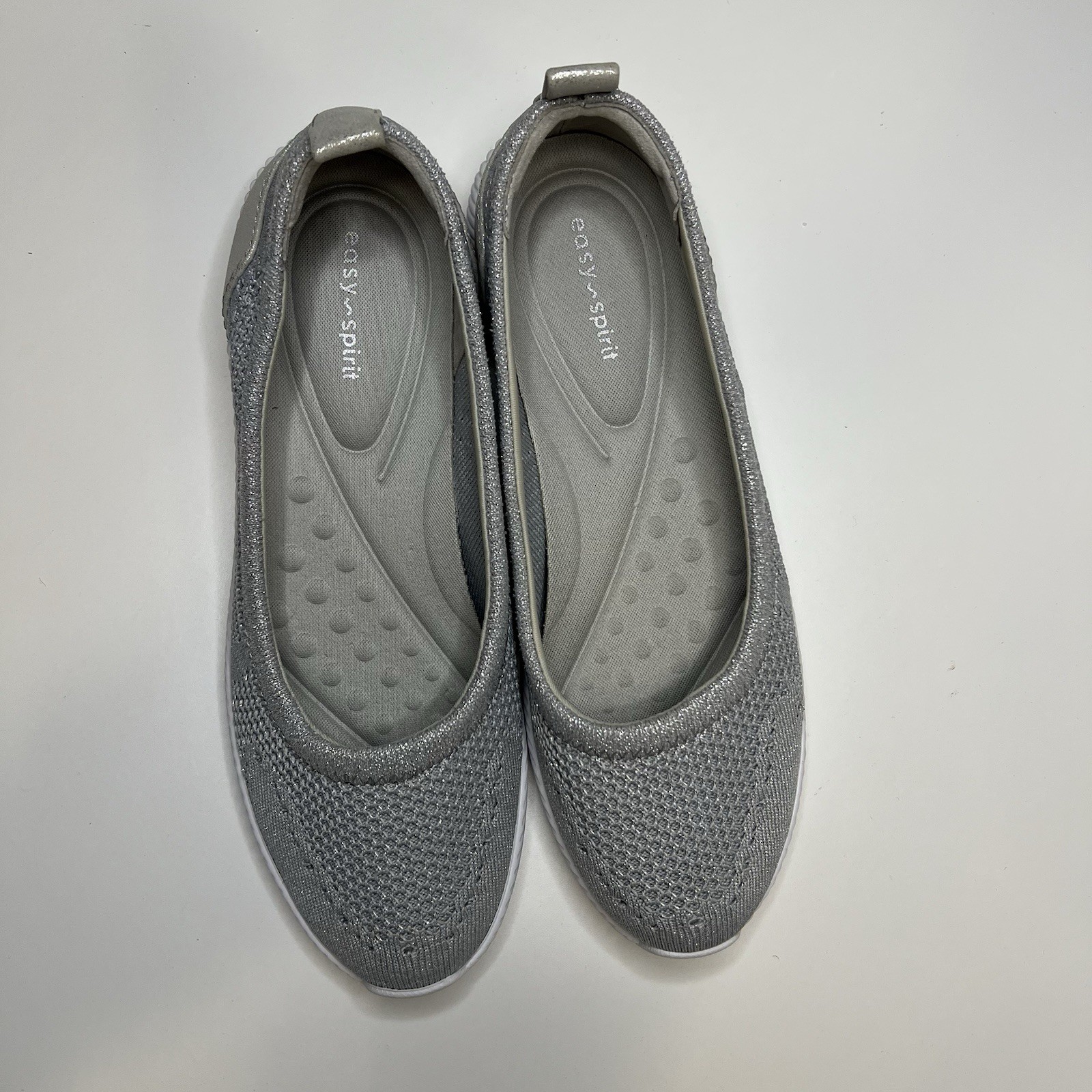Easy Spirit Glitz 2 Women’s Gray Knit Slip-On Flats Glitter Cushioned 7.5 M