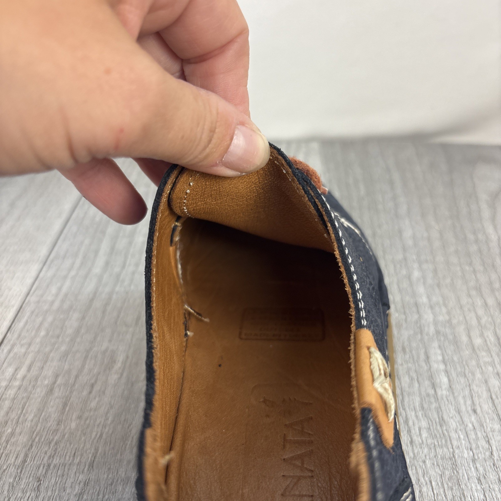 Sanata Navy Leather Lace Up Comfort Shoes Women’s 7