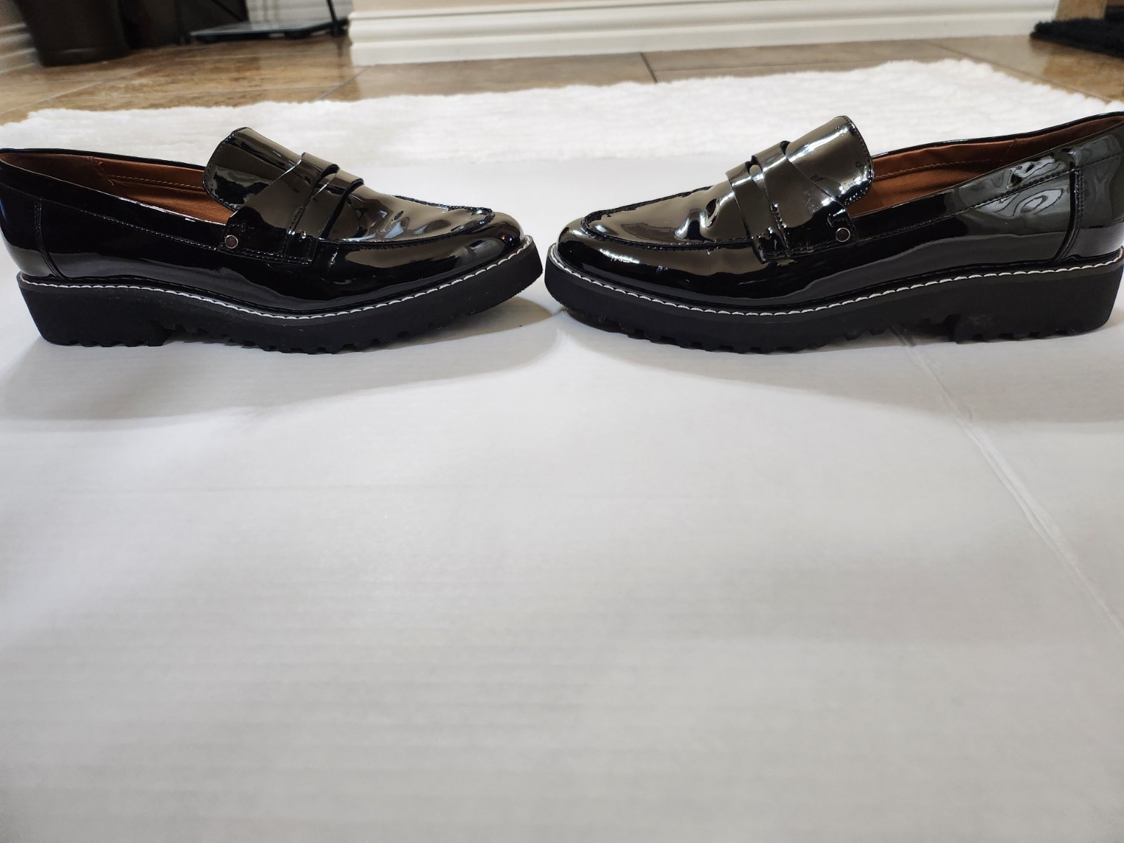 Franco Sarto Cassandra Black Patent Leather Women’s Shoes 9M Penny Loafer