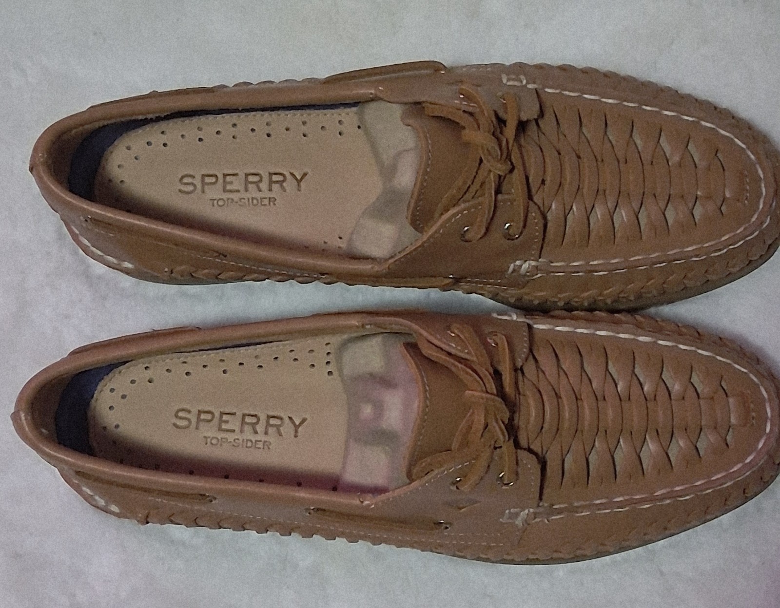 Sperry Authentic Original 2 Eye Woven Boat Shoes Womens Sz 9.5 Tan Leather NEW
