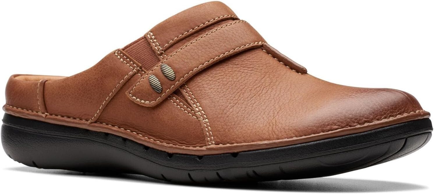 Clarks Womens Un Loop Ease Clog Dark Tan Leather 26174969