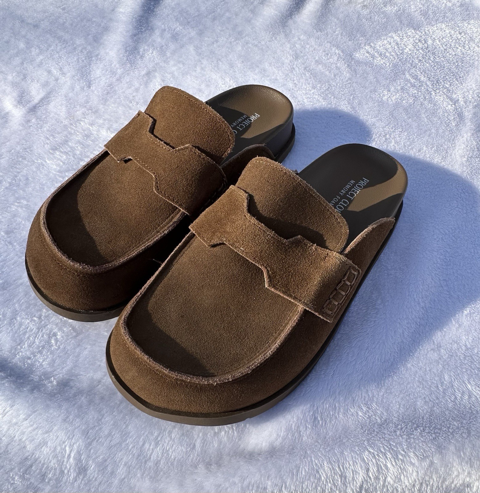 Project Cloud 100% Genuine Leather Womens Clogs Memory Foam Mule Sz 7.5 Tan