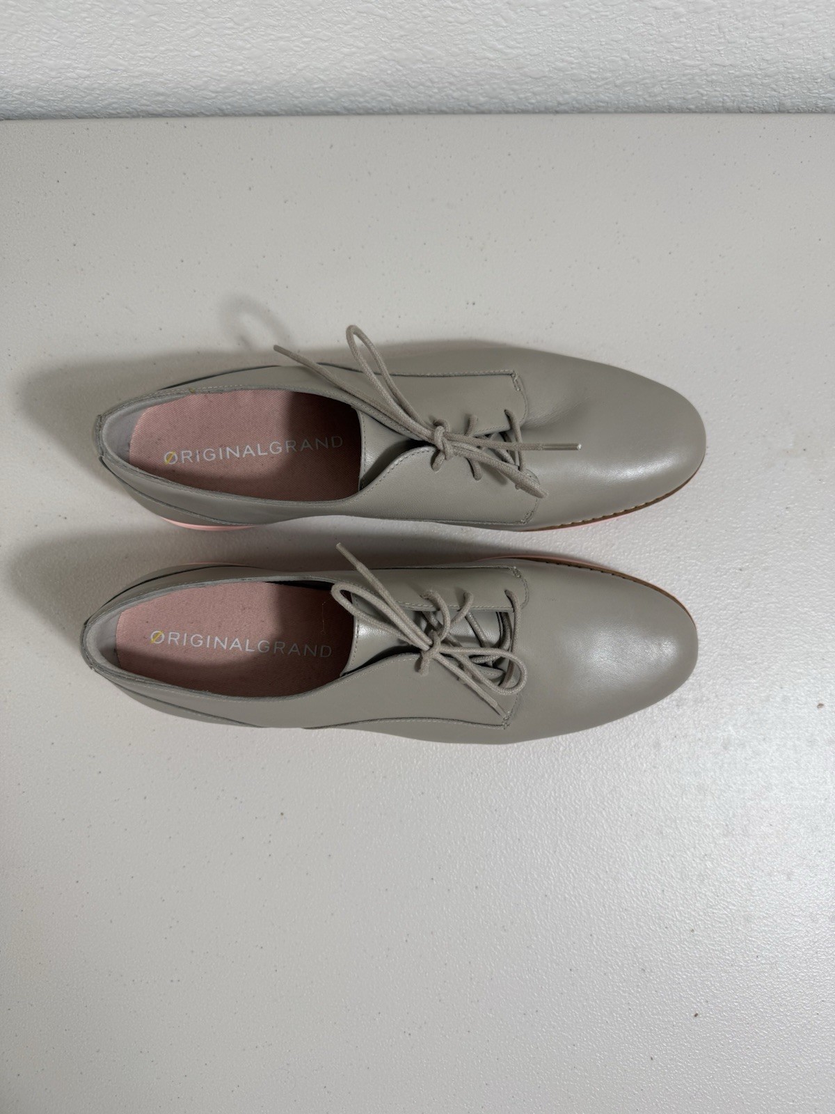 Cole Haan Original Grand Oxford Women’s 9.5B Gray Leather Pink Sole W17145 New