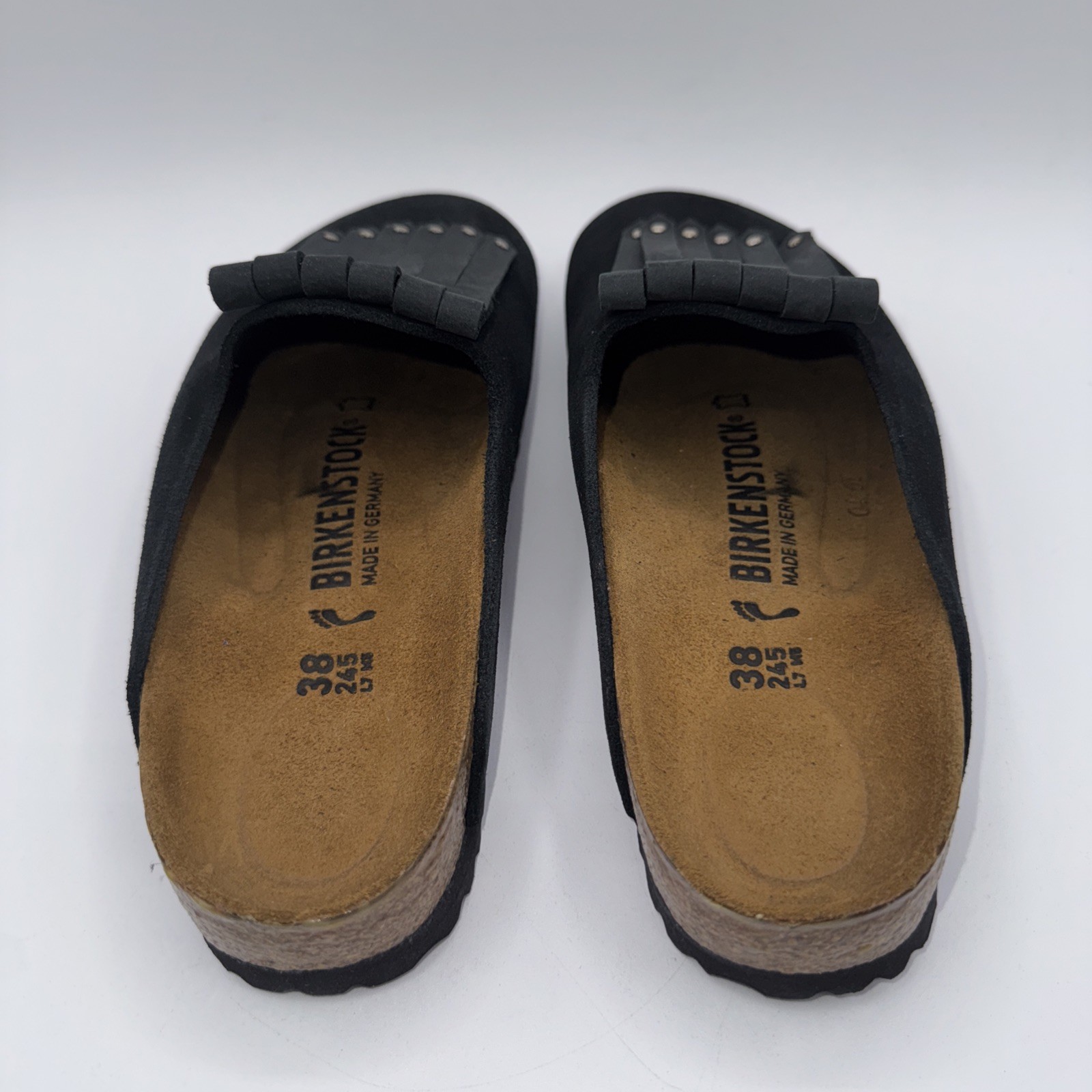 Birkenstock Amsterdam Kiltie Studded Women’s Size 7 EU 38 Black Leather Boston