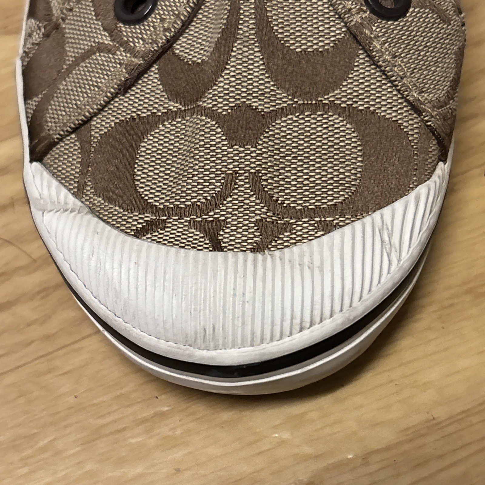 Coach Keeley Khaki Signature C Logo Sneakers Slip On Shoes Embroidered Women 8.5