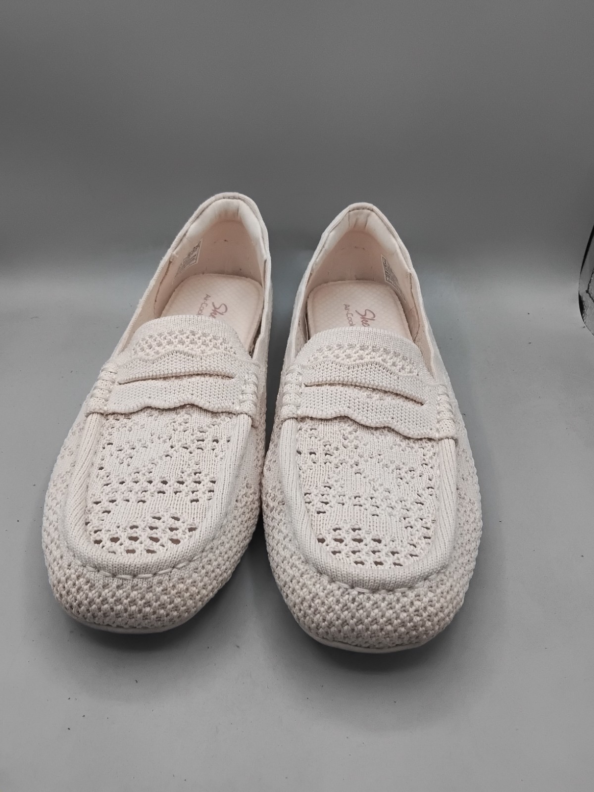 Skechers Cleo Driver Recycled Vegan Knit Crochet Loafers 6M Natural A162