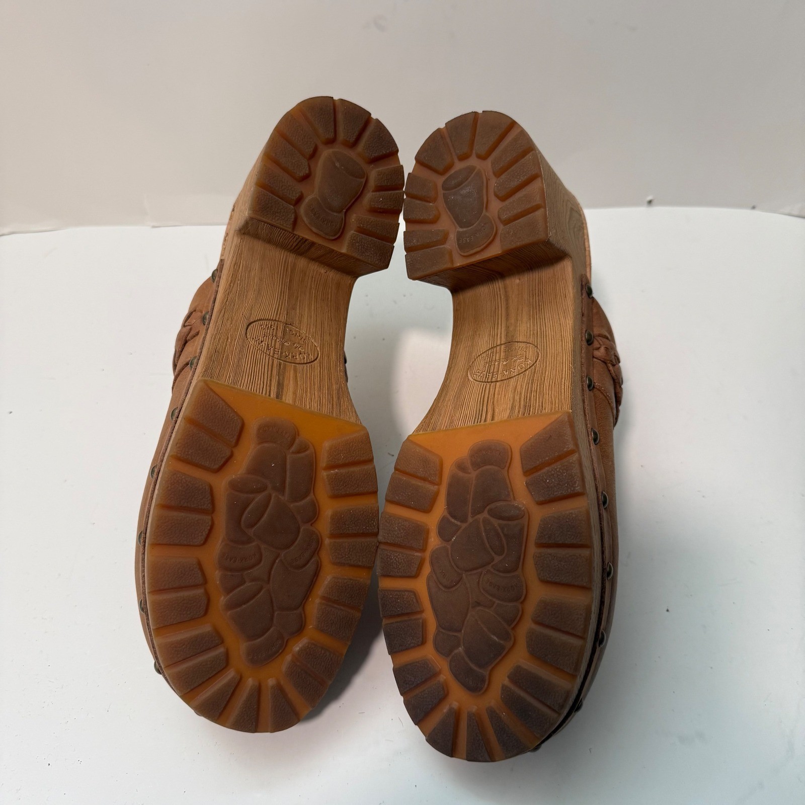 Kork-Ease Womens Tilly Clogs 11 Brown Leather Braided Studded Platform Chunky