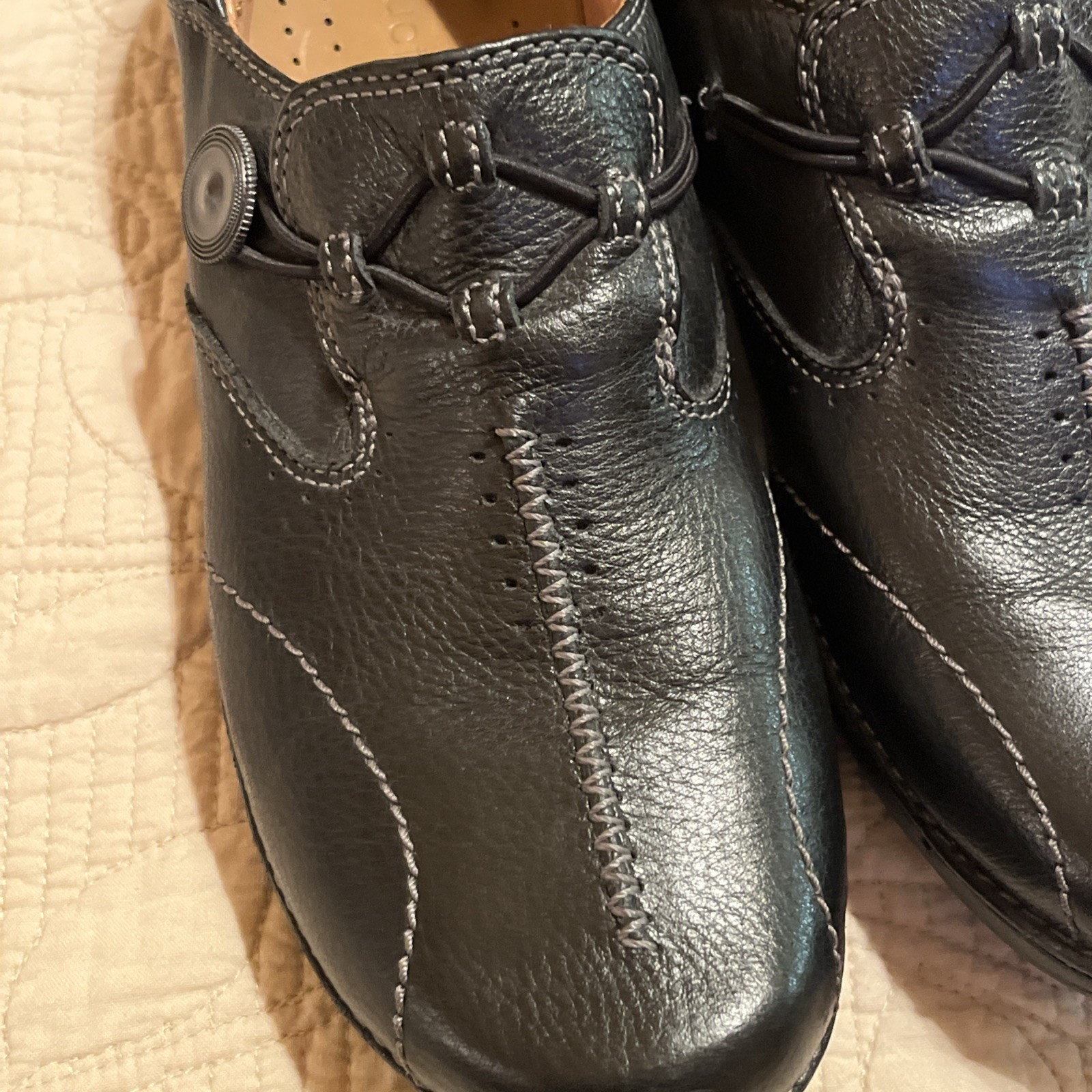 Clarks Unstructured Artisan Un.Loop Black Leather Slip-on Shoes US Size 9N
