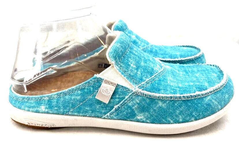 Spenco Siesta Aqua Blue Distressed Comfort Slip On Mule Slide Shoes Women’s 5