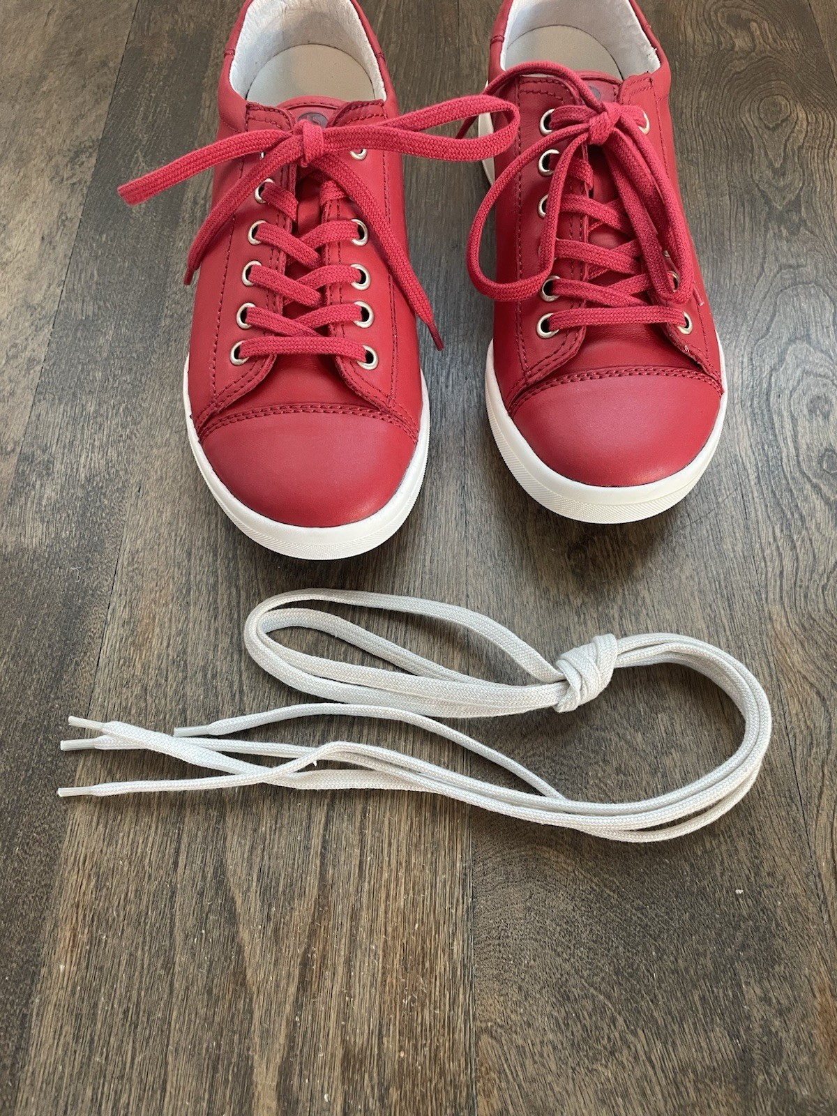 Josef Seibel Sina 11 Red Sleek Leather Sneakers Shoes Lace Up US 6-6.5 EU 37