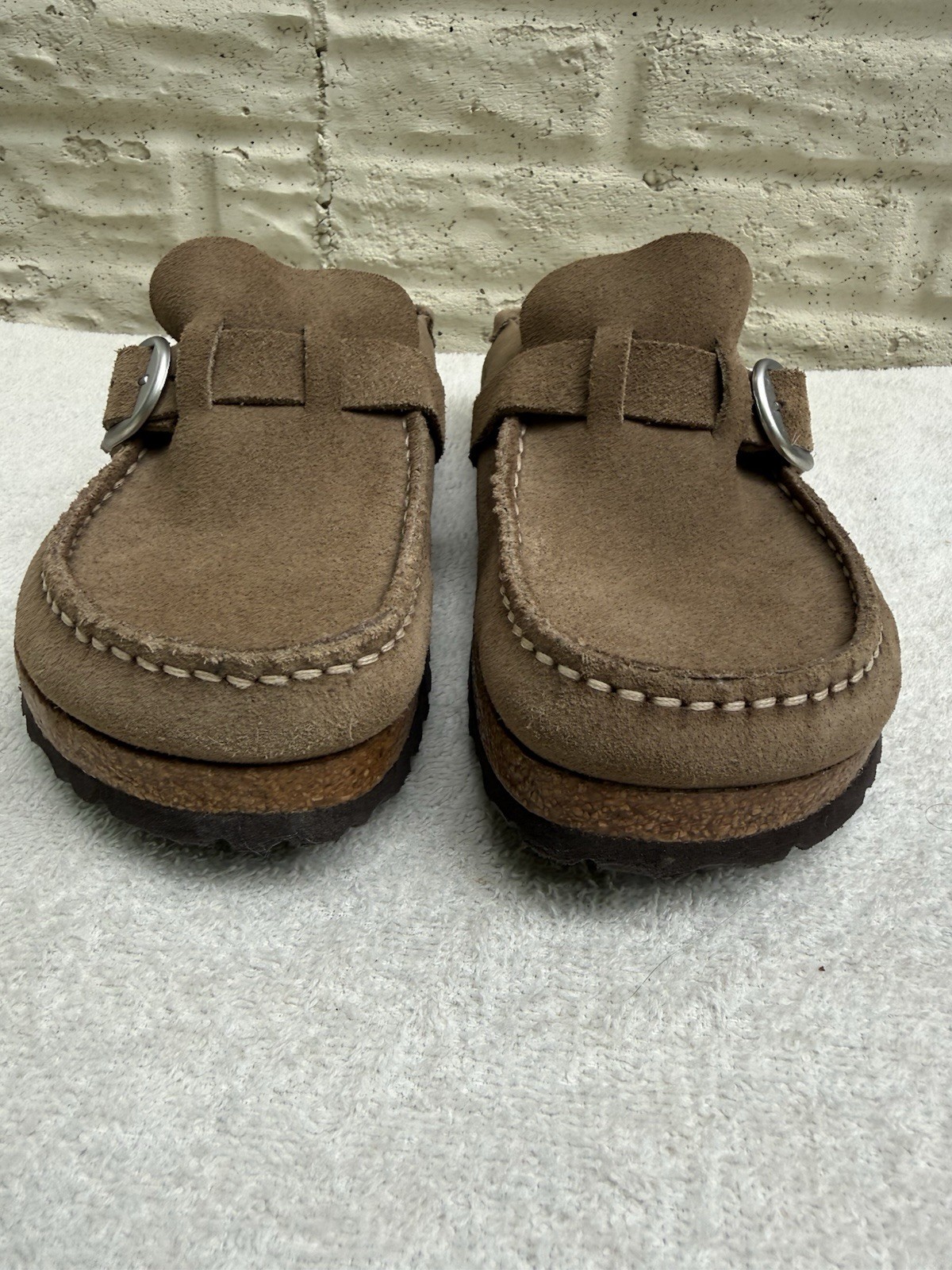 Birkenstock Buckley Suede Mules Loafers Clogs Taupe Brown Women’s 39 US 8-8.5