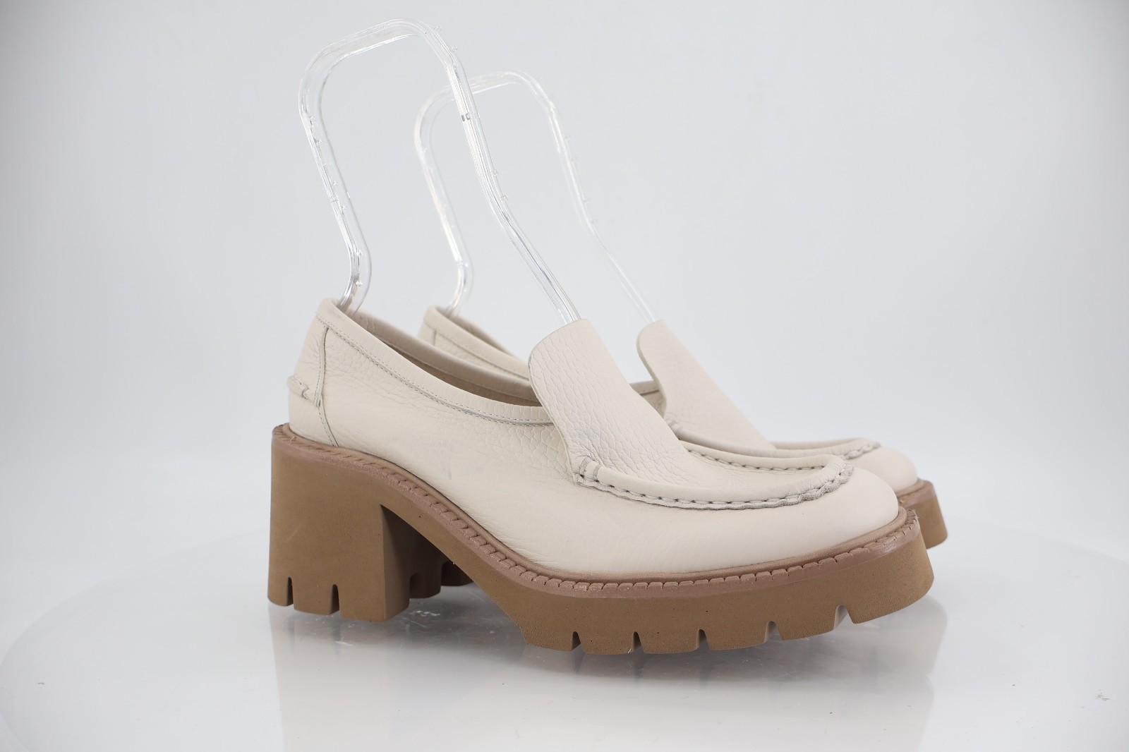 Pedro Garcia Zavanna Women 41 Cream Leather Loafer Platform Lug Sole Heels