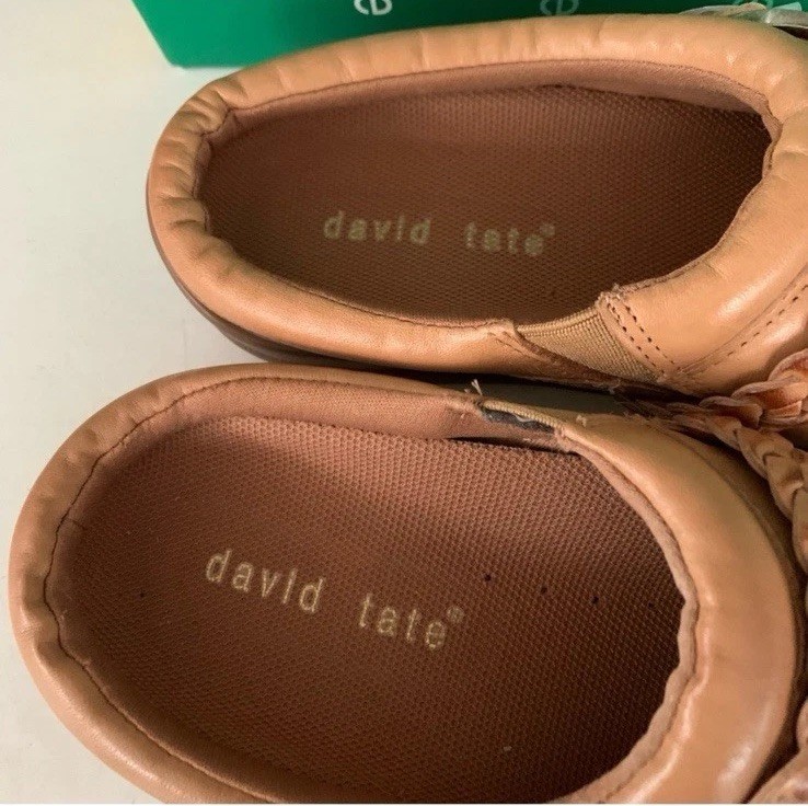 David Tate Orion Tan Leather Slide Clogs Mules Women’s US 8.5 N Narrow Width