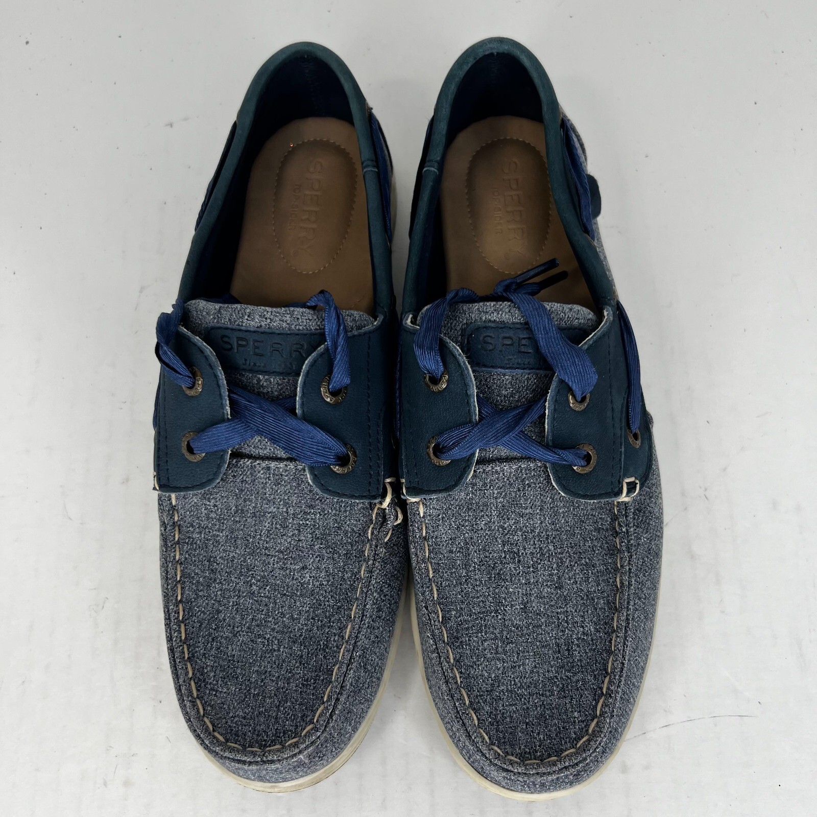 Sperry Womens STS84344 Blue Koifish Sparkle Chambray Slip On Size 8.5 Boat Shoes