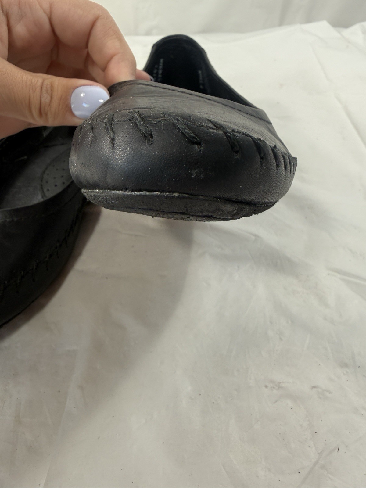 Born size 7.5 Black Leather ballet flats made in Mexico Artesian