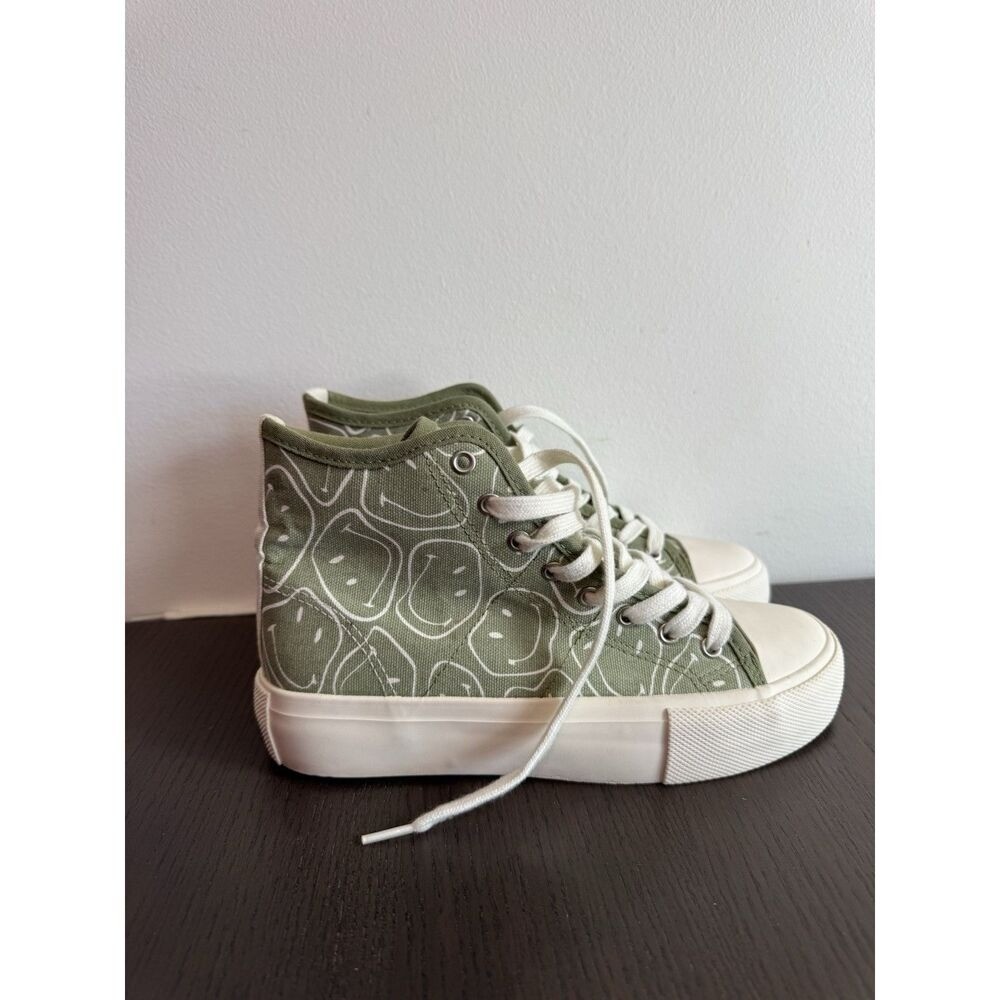 American Eagle Shoes Womens 6 Platform Smiley Hi-Top Sneakers Green streetwear