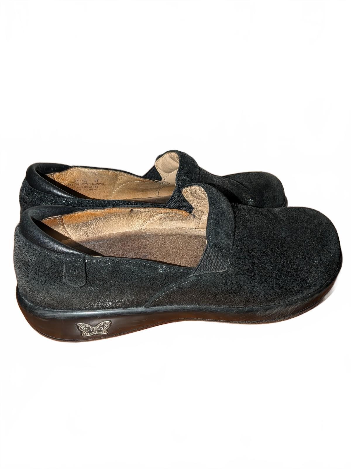 Alegria Women’s 39 (Size 8.5) Keli Glitz Now or Never Black Suede Slip-On Shoes