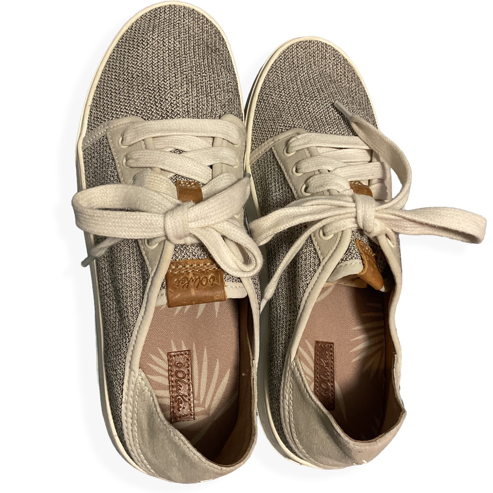 OluKai Pehuea Li Womens 8 Gray Tapa Mesh Lace Up Sneakers 20379-2020