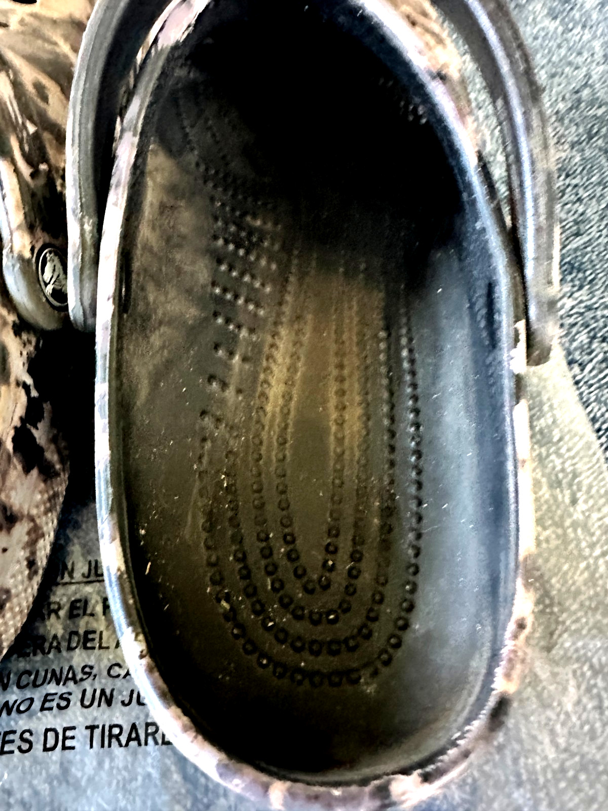 Hardly Worn Bleach Dye Pattern Crocs-Women Size 11-Shades of Beige,Brown+Black