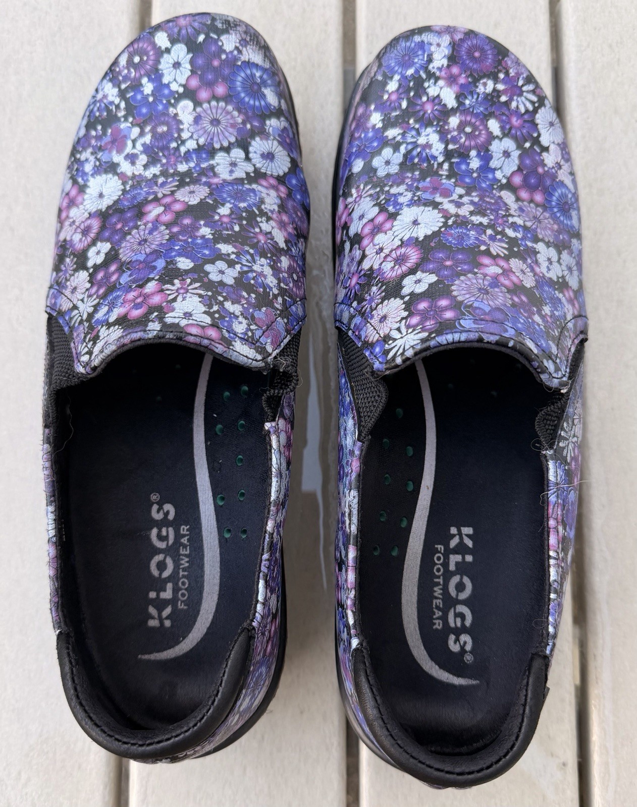 Klogs Women’s Floral Comfort Clogs Slip-On Nursing Work Shoes Purple Black | Si8