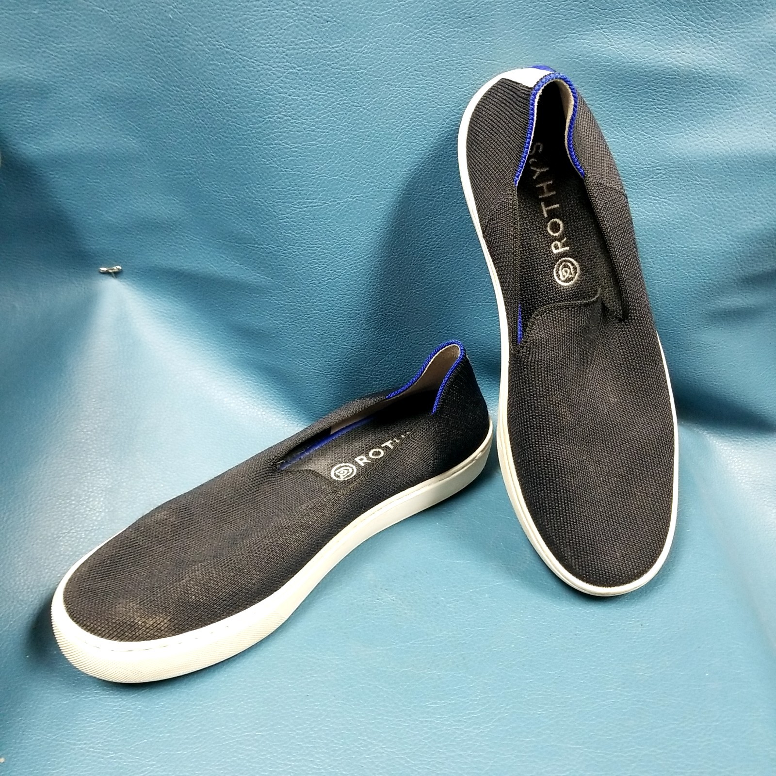 Rothy’s The Loafer Slip On Round Toe Black White Mesh Flat Shoes Women’s Sz 10