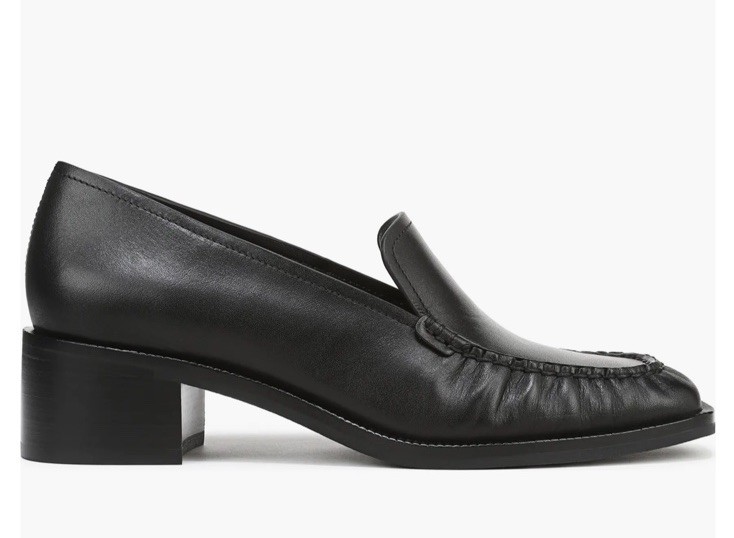 NWD $350 Vince Larose Loafers Black Leather Slip On Low Block Heel Sz 8.5 M/39