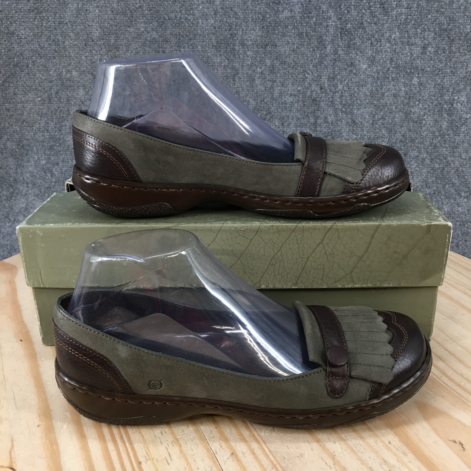 Børn Kiltie Fringe Loafer Shoes Womens 8 M Button Low Casual Leather Brown NEW
