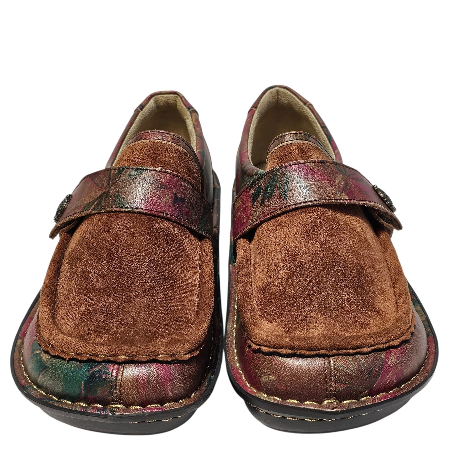 Alegria Marie Southwestern Boho Leather Slip On Shoes Sz 38 US 8-8.5 Floral