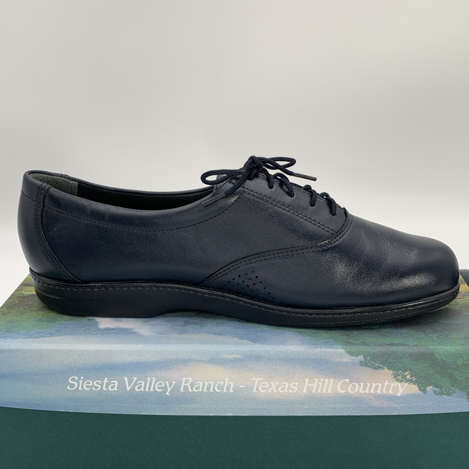 SAS Whisper Women’s 10N Navy Leather Lace-Up Shoes Tripad Comfort No Insoles New