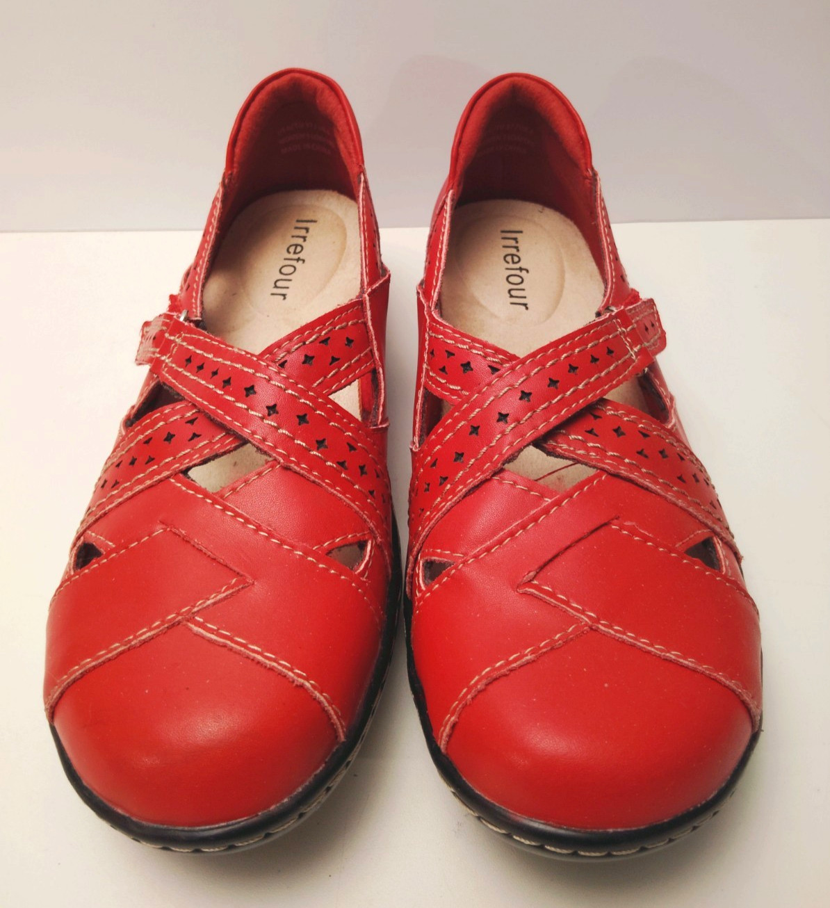 Irrefour Women’s Comfort Leather Red Loafers Shoes Size 6 EU37 UK4