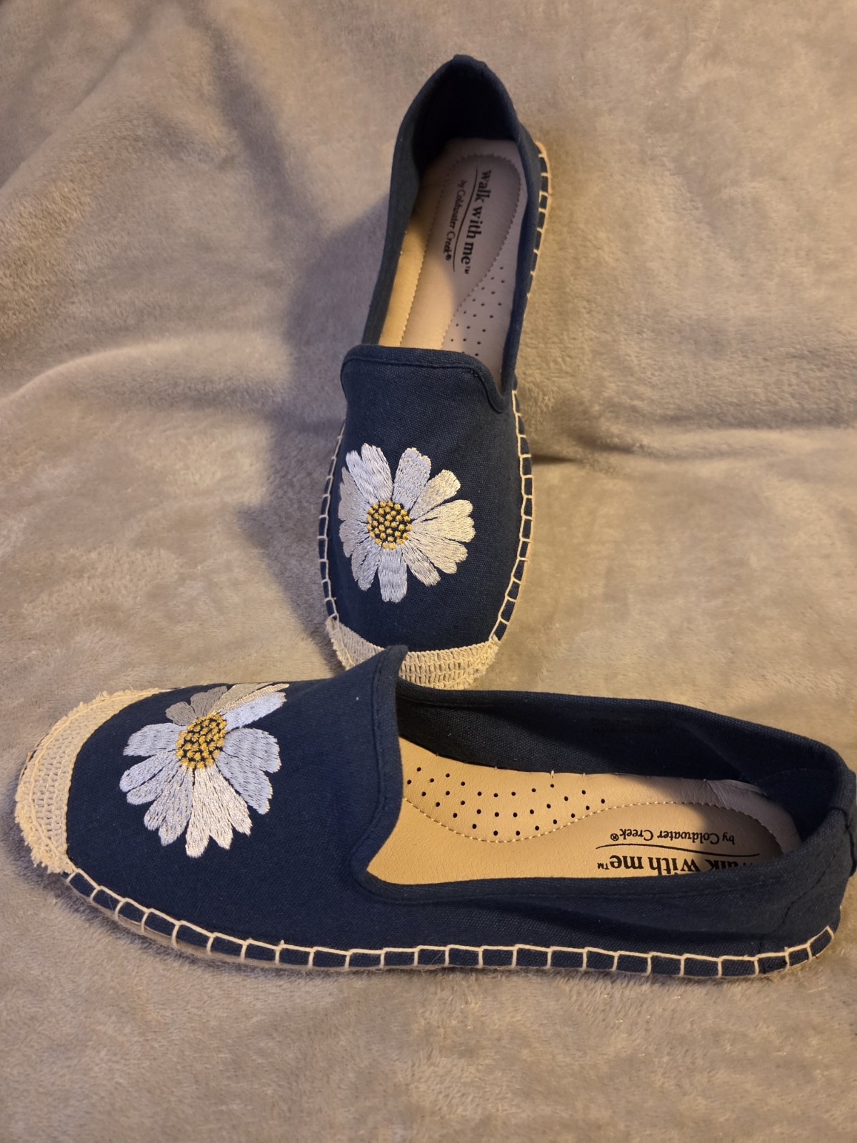 Coldwater Creek “Walk With Me” Espadrilles Blue Canvas, Jute-wrapped New Sz 9
