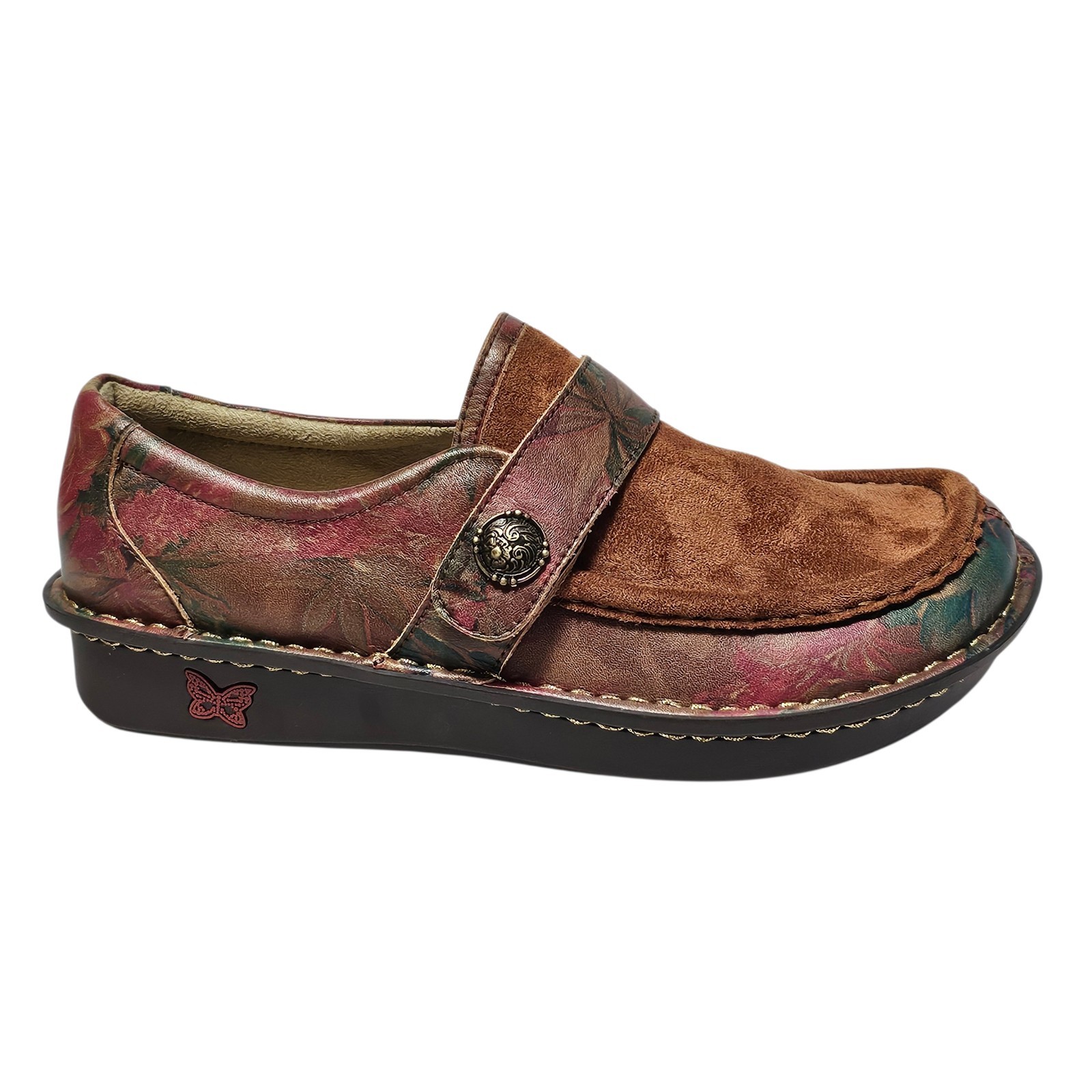 Alegria Marie Southwestern Boho Leather Slip On Shoes Sz 38 US 8-8.5 Floral