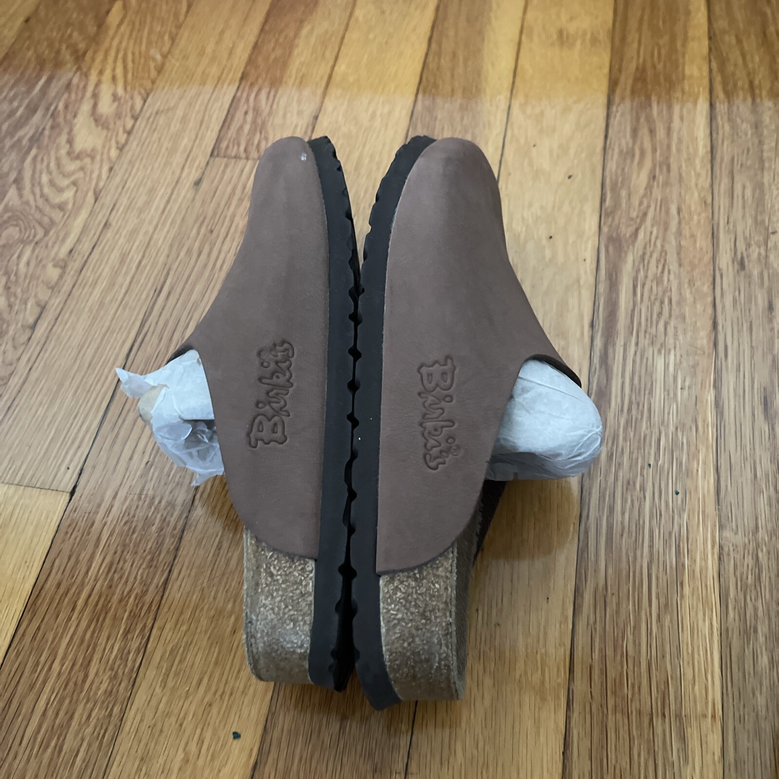 Birkenstock Birkis Womens Brown Leather Amsterdam Clogs Slip On Shoes Sz 6 /37