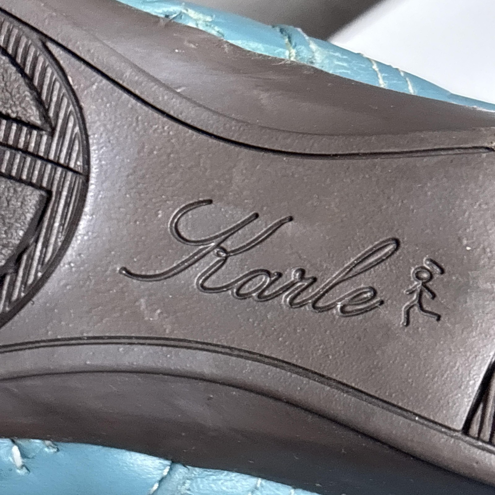 Karle Loafer Shoes 8 Blue Leather Hand Stitched Moc Slip On Comfort Comfort 25