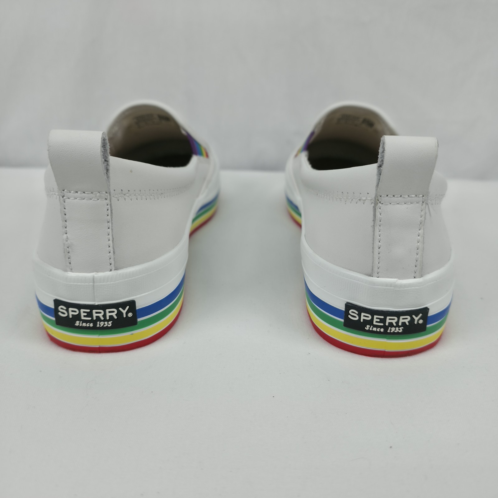 Sperry Womens 8 Rainbow Platform Slip On Pride Casual Sneakers White Shoes