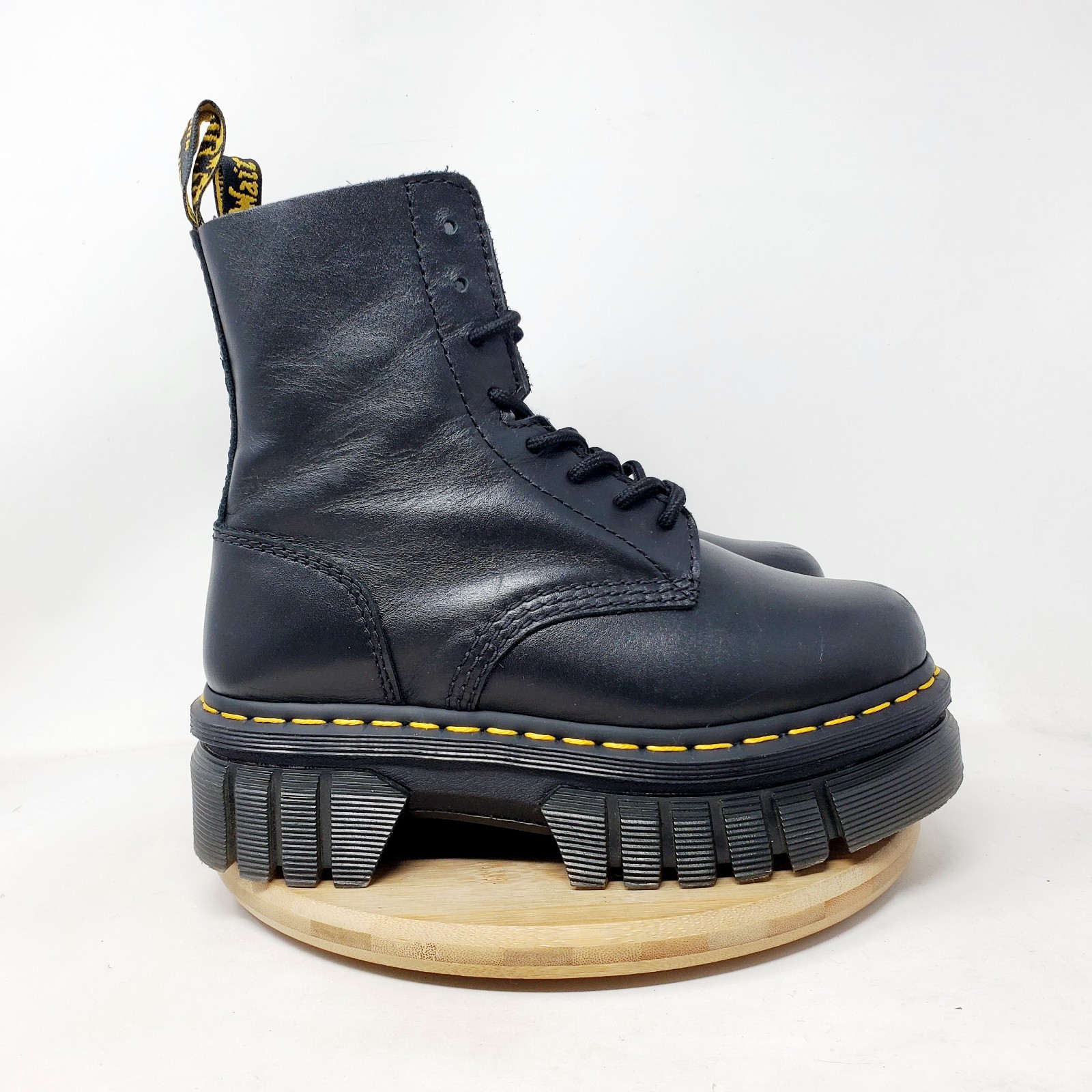 Dr Martens Audrick Quad Boots Womens 5 Black Leather Platform Chunky Lug Shoes