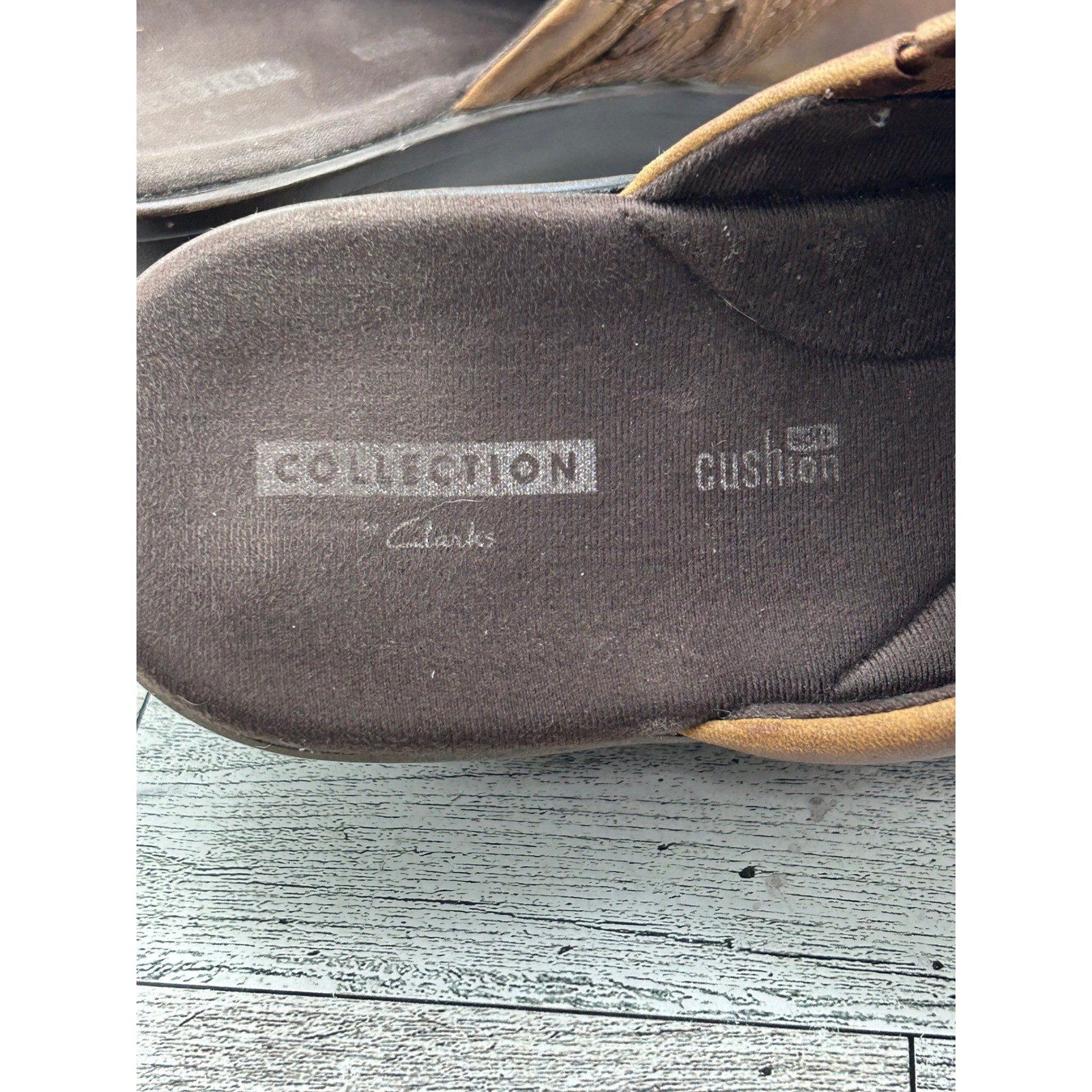 Clarks Collection Women Brown Leather Braided Mules Clogs Cushion Soft Sz 8.5 M