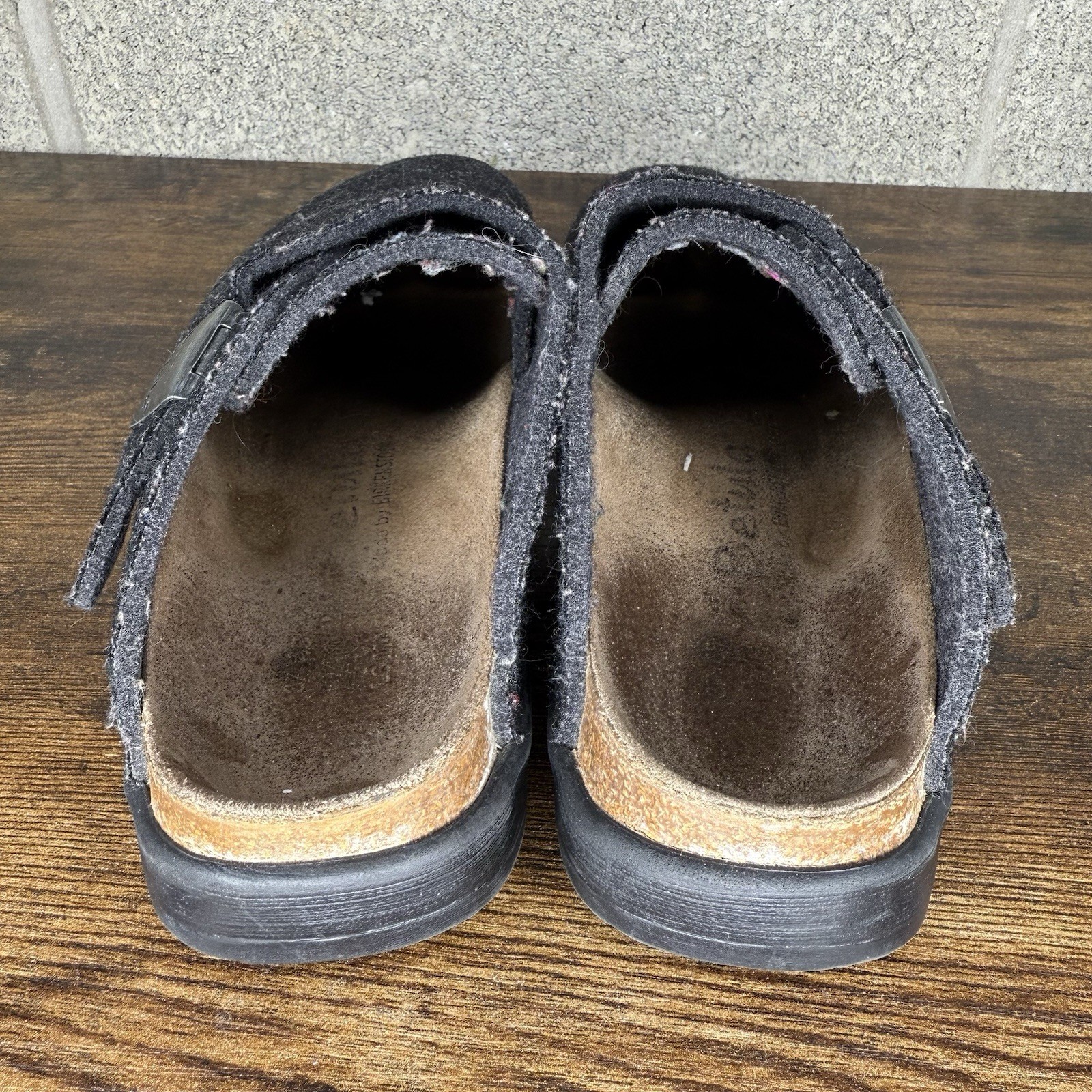 Birkenstock Betula Boston Shoes Womens Size 6 (37) Wool Felt Slip On Black Grey