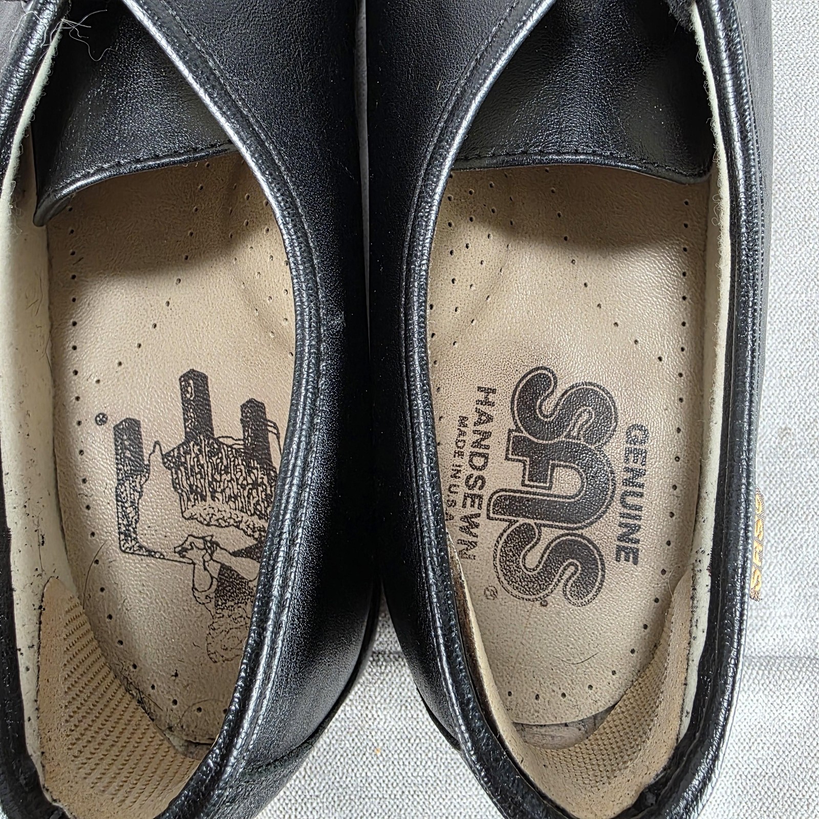 SAS Handsewn Moc Toe Shoes Womens Size 7.5 M Black Leather Lace Up Made in USA
