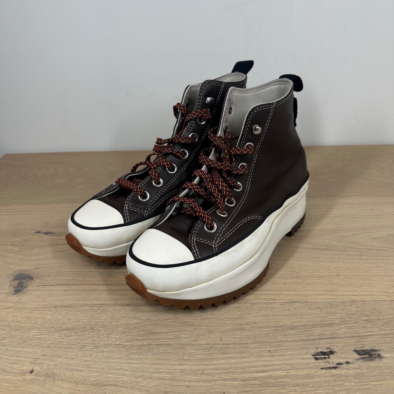 Converse Run Star Hike Hi Sneakers Womens 7 Brown Leather Platform Lug Sole