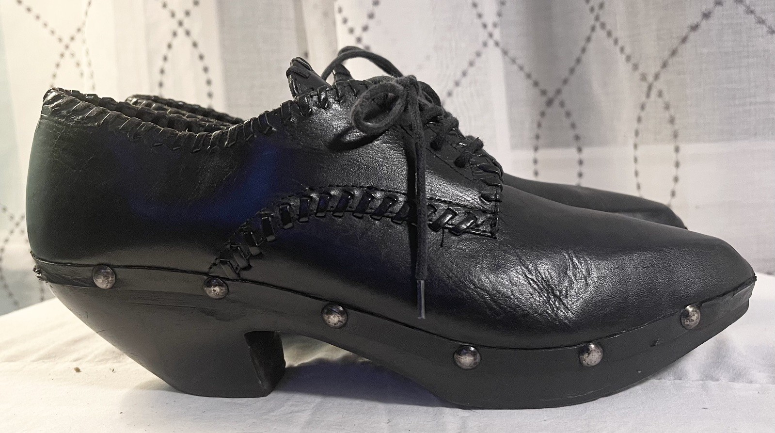 Pina Colada Size 10 Leather Wood Western Boho Studded Clogs Made in Spain