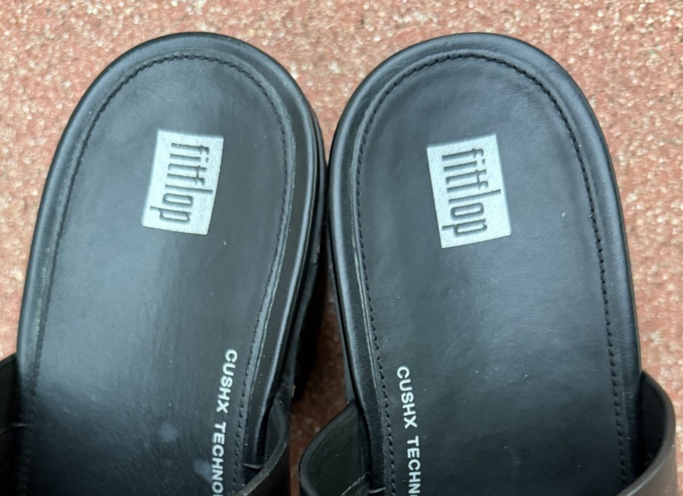 FitFlop Pilar Black Leather Clogs US 8.5 Platform Mules Women’s 40