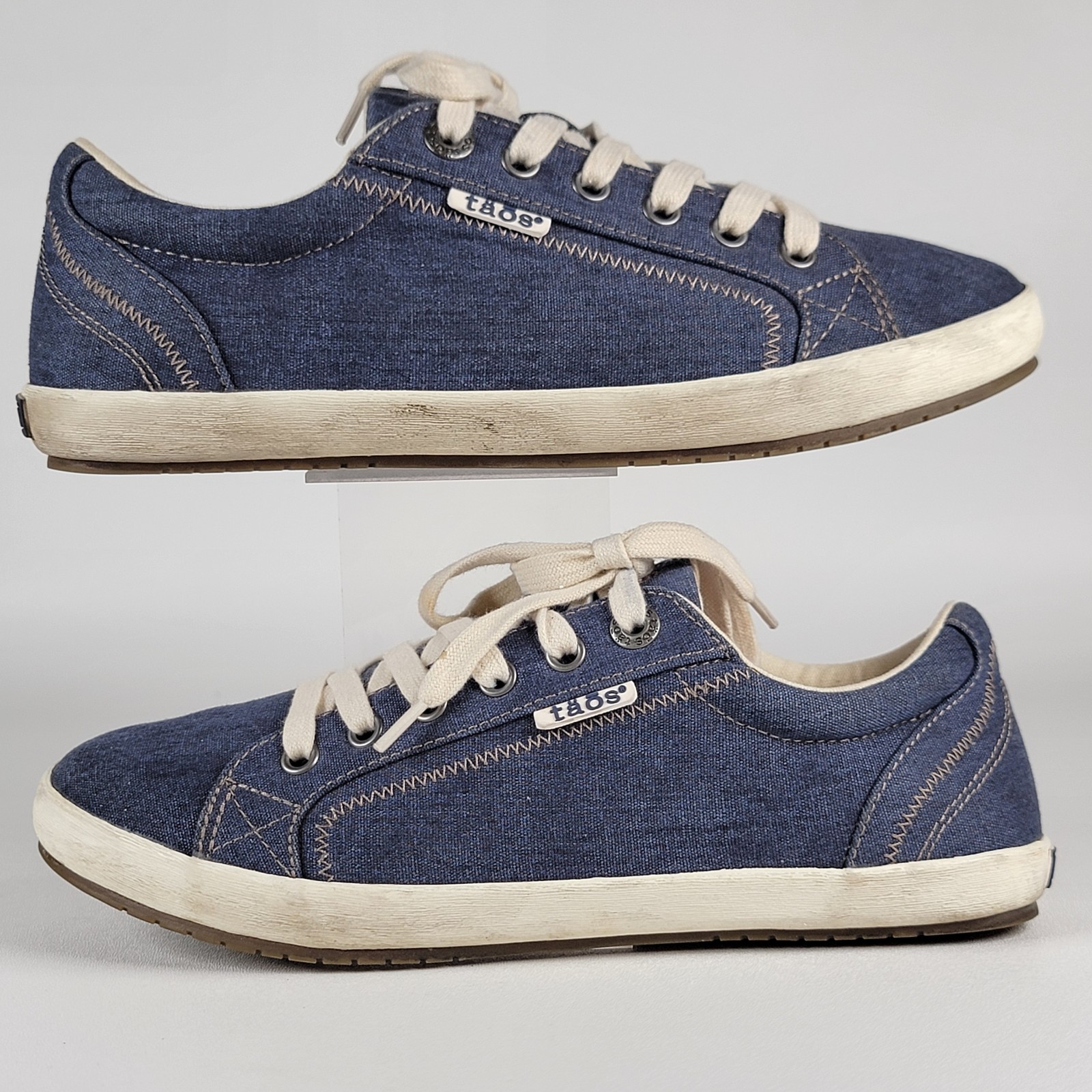 Taos Star Washed Blue Canvas Low Top Sneaker Flats Women’s US 8 W