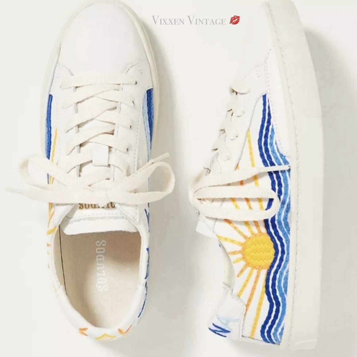 SOLUDOS LEATHER ‘THE SUNRISE SUNSET CLASSIC SNEAKER’ IN OASIS WHITE MULTI $159