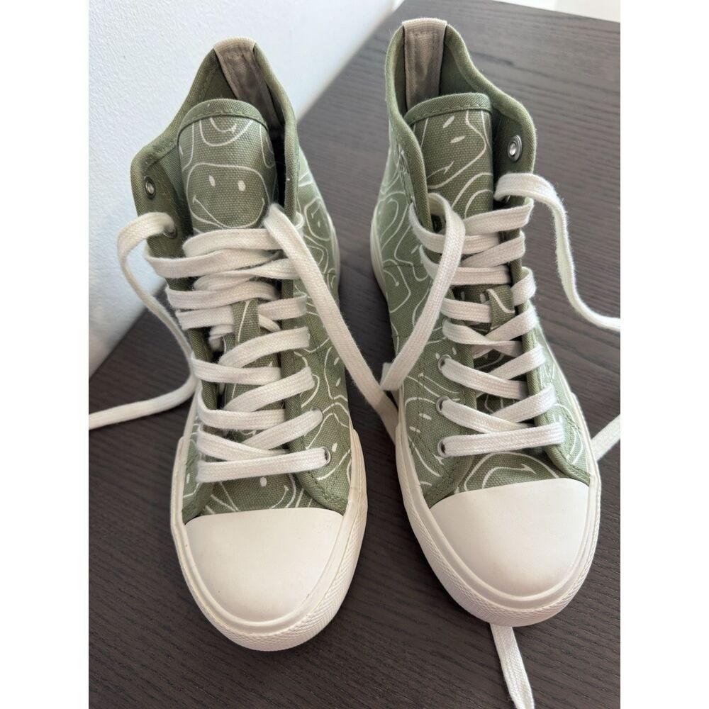 American Eagle Shoes Womens 6 Platform Smiley Hi-Top Sneakers Green streetwear